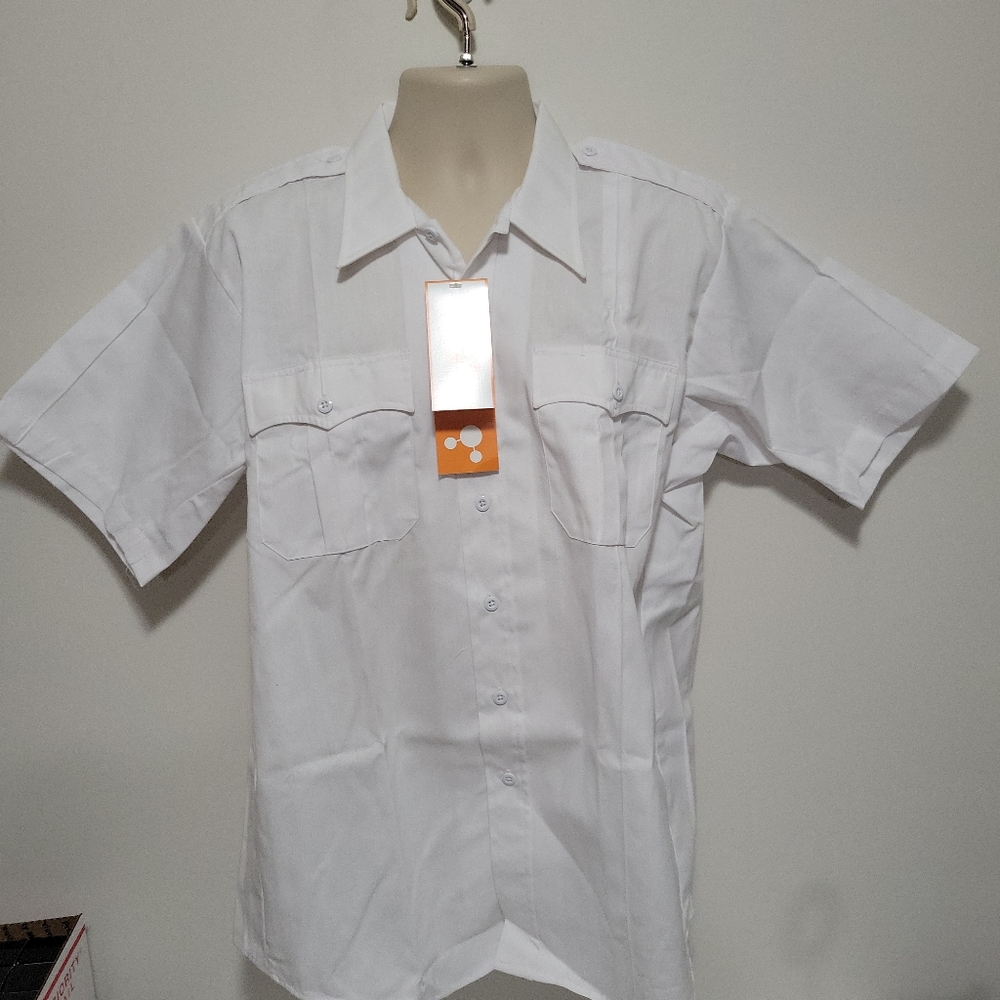 White Short Sleeve Uniform Shirt Police and Security